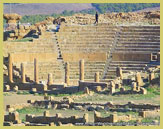 The impressive theatre at Timgad world heritage site (Algeria), the garrison town at the frontier of the Roman Empire in Africa